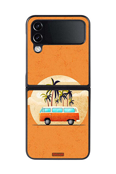 Tolwak غطاء حماية لهاتف Samsung Galaxy Z Flip 4 بتصميم حافلة فنية