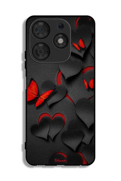 Tolwak غطاء حماية لهاتف تكنو سبارك 10 برو بنقشة قلوب وفراشات