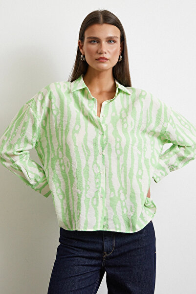 Never more Zebra Pattern Modal Shirt Green
