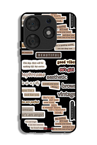 Tolwak غطاء حماية لهاتف تكنو سبارك 10 برو بملصقات اقتباسات جميلة