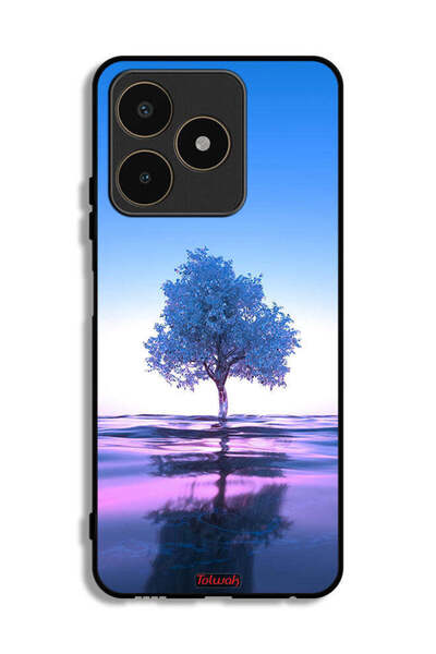 Tolwak غطاء حماية لهاتف Realme C53 بتصميم شجرة نيون وانعكاس مائي فني رقمي