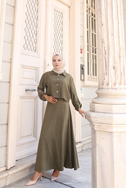 ECESSAMODAM Πουκάμισο Φούστα Μουσουλμανική Φορέματα Σετ δύο τεμαχίων