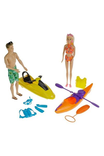 divendi-ro Set manechin pentru păpuși cu jetski, canoe și accesorii incluse, vârsta 3+ ani, 52x1,x33cm, multicolor