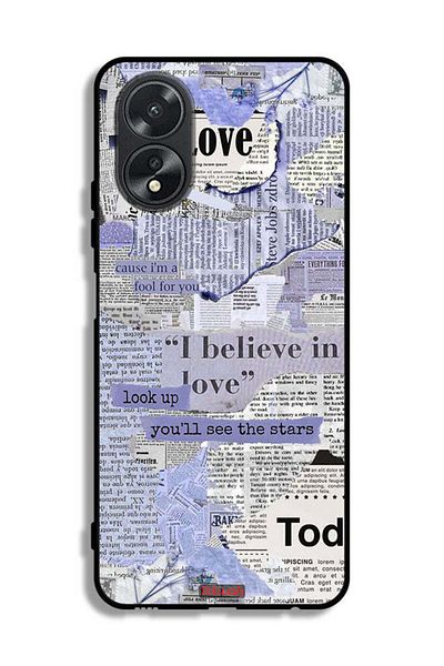 Tolwak Oppo A38 Protective Case Cover Newspaper Pieces