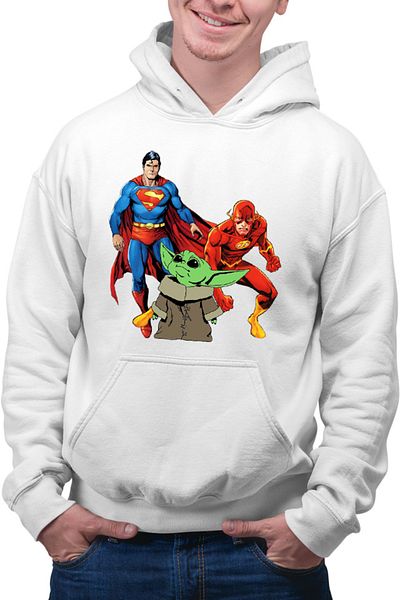 OEM Men's Hoodie Baby Yoda Superman Flash Hero Powers