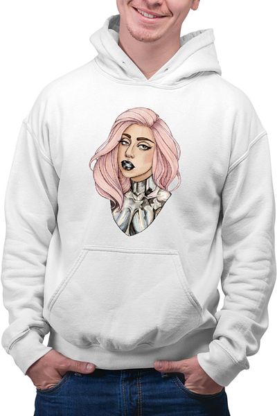 OEM Men's Hoodie Lady Gaga Draw Beautiful Model Fashion Design