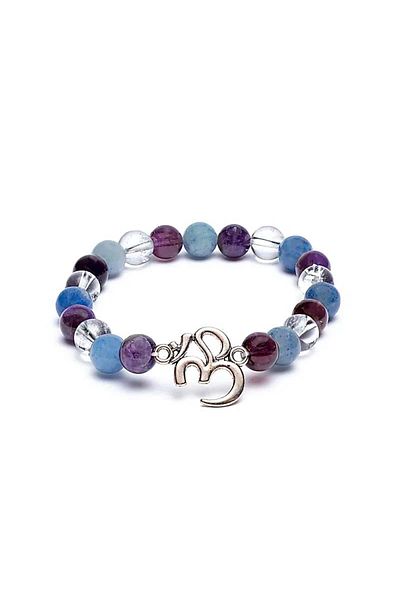 OEM AMETHYST, BLUE AVENTURINE AND QUARTZ PEARL BRACELET
