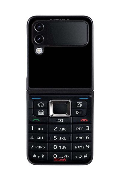 Tolwak Samsung Galaxy Z Flip 4 Protective Case Cover Old Phone Pattern