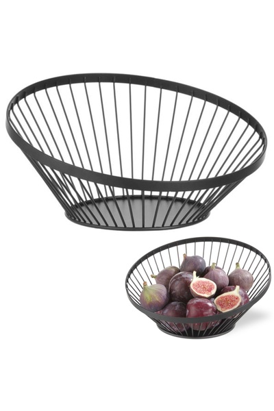 HENDI Coșuleț pentru fructe din sârmă, negru cu strat mat, diametru 280 mm - 427088