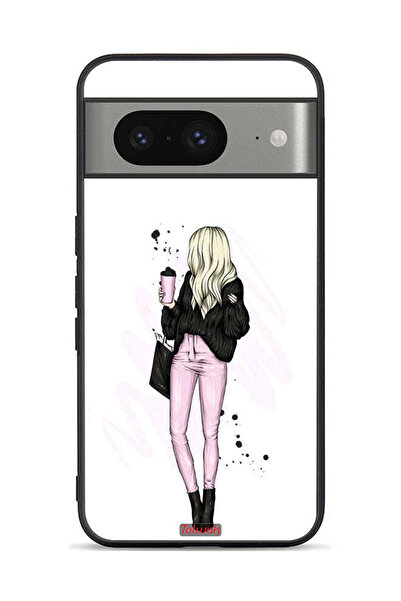 Tolwak غطاء حماية لهاتف Google Pixel 8، صورة فتاة تحمل كوب قهوة