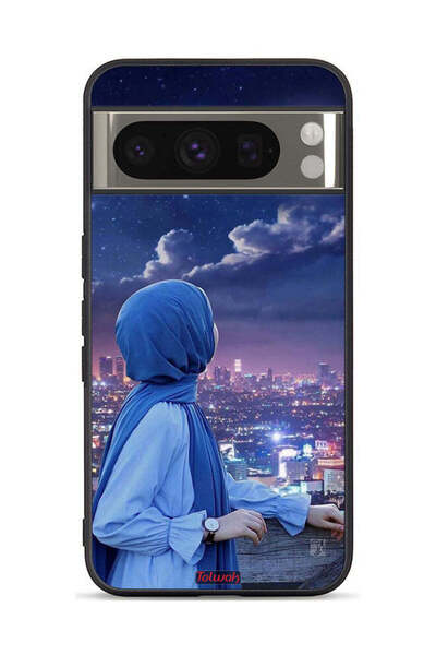 Tolwak غطاء حماية لهاتف Google Pixel 8 Pro بطبعة فتاة محجبة تنظر إلى القمر