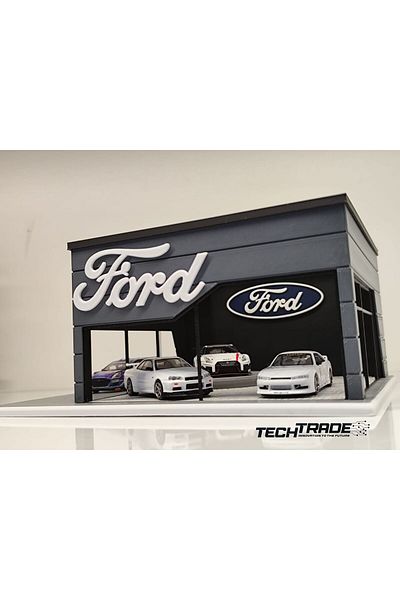 Tech Trade Ford Diecast Showroom Garage Diorama 1:64 Scale