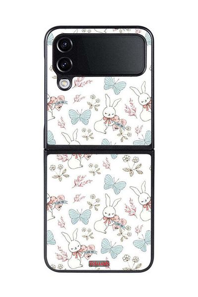 Tolwak Samsung Galaxy Z Flip 4 Protective Case Cover Rabbit And Butterflies
