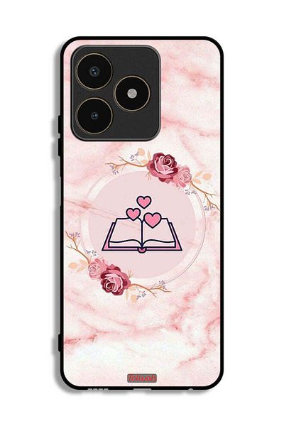 Tolwak Realme C53 Protective Case Cover Three Hearts On Book Artwork
