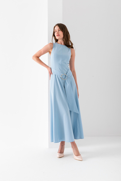 VUNTAL Αμάνικο Μακρύ Φόρεμα με Ζώνη Polyviscon