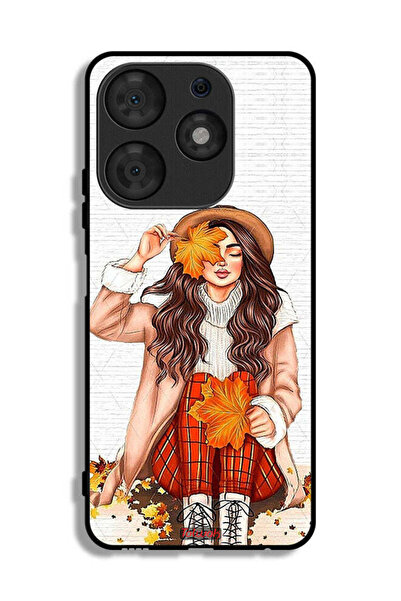 Tolwak Tecno Spark 10 Pro Protective Case Cover Holding Autumn Leaves Art
