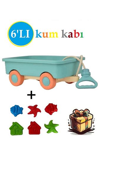 MUBX My First Wagon Beach Wagon with Squeegee + 6-Piece Sand Container Gift