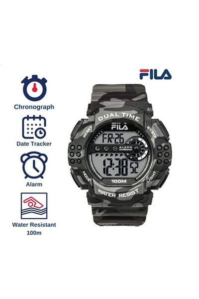 Fila Adult Unisex Digital Watch, Black 38-171-002, 52 mm