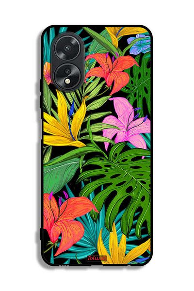 Tolwak Oppo A38 Protective Case Cover Pattern Tropical Flowers Leaves