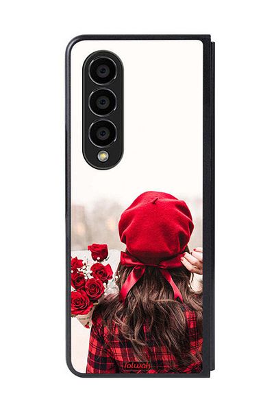 Tolwak Samsung Galaxy Z Fold 4 Protective Case Cover Holding Flowers