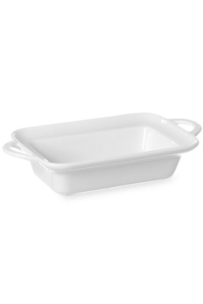HENDI Tavă dreptunghiulară de copt cu mânere 260x185x55mm porțelan alb - 784129