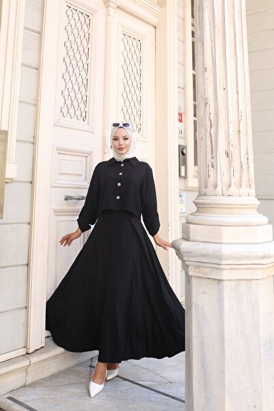 ECESSAMODAM Πουκάμισο Φούστα Μουσουλμανική Φορέματα Σετ δύο τεμαχίων