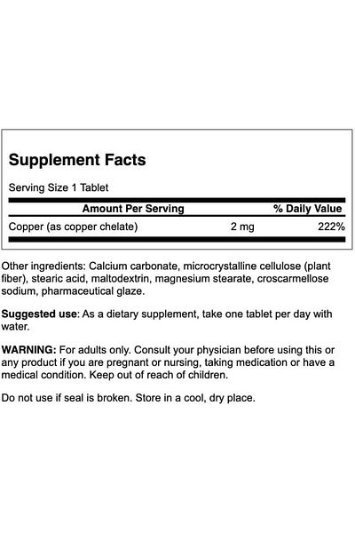 SWANSON Copper Mineral Supplement - 2 mg (Copper Chelate) - Antioxidant, Immune System, and Cell Sup