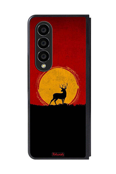 Tolwak غطاء حماية لهاتف سامسونج جالاكسي زد فولد 4 بتصميم غزال وقمر