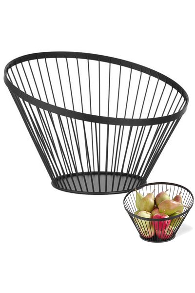 HENDI Coșuleț pentru fructe din sârmă, negru cu strat mat, diametru 300 mm - 427071