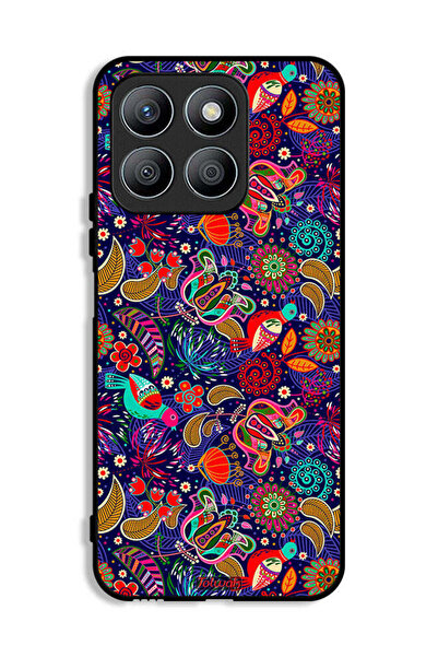 Tolwak غطاء حماية لهاتف Honor X8b بنقشة طيور وأوراق زهور ملونة