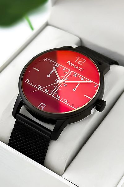 Ferrucci Function Men's Wristwatch Steel Case & Steel Cord Black Zmfer191