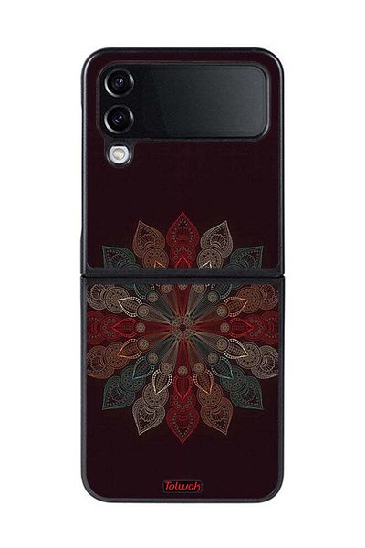 Tolwak Samsung Galaxy Z Flip 4 Protective Case Cover Mandala Flower Art
