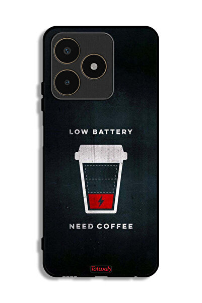 Tolwak Realme C53 Protective Case Cover Low Battery Need Coffee