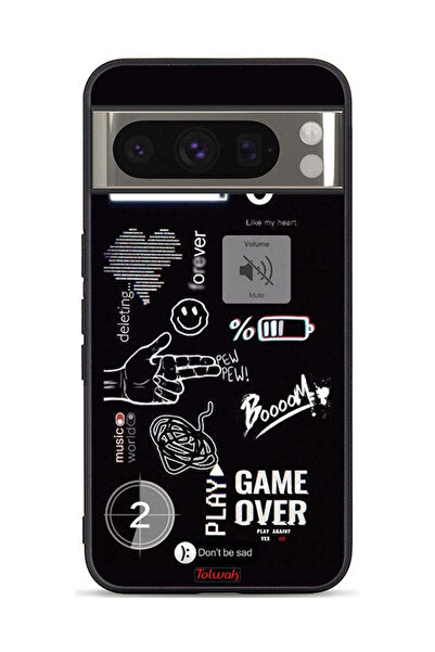 Tolwak غطاء حماية لهاتف Google Pixel 8 Pro مطبوع عليه Game Over Pew Pew