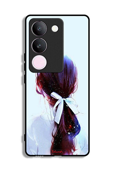 Tolwak غطاء حماية فيفو S17 بتصميم ربطة شعر مع رباط شعر وفن فتاة