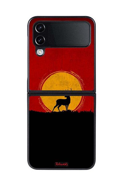 Tolwak Samsung Galaxy Z Flip 4 Protective Case Cover Deer And Moon Artwork