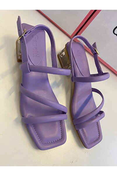 Genetti Women's Transparent Heeled Stylish Evening Dress Shoes