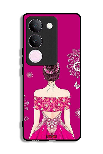 Tolwak غطاء حماية لهاتف فيفو V29 بتصميم فتاة وزهور