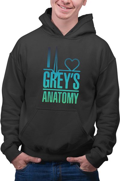 OEM Hanorac Barbati Grey Anatomy Logo Heart Love Medics Gradient