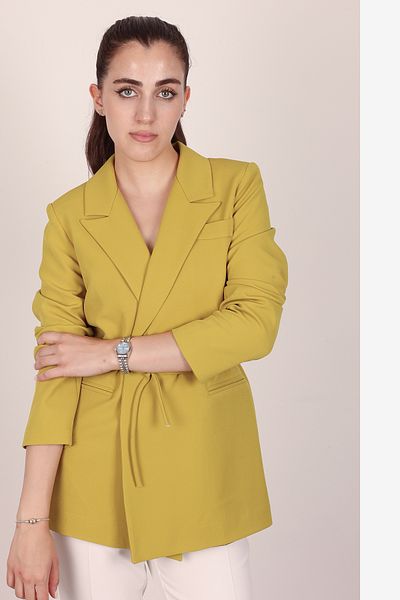 NEW JOURNAL Jachetă blazer premium pentru femei, verde ulei, căptușită cu șireturi Drl-ckt-4206