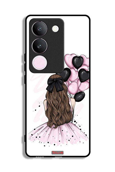 Tolwak غطاء حماية لهاتف فيفو V29 بتصميم فتاة تحمل بالونات