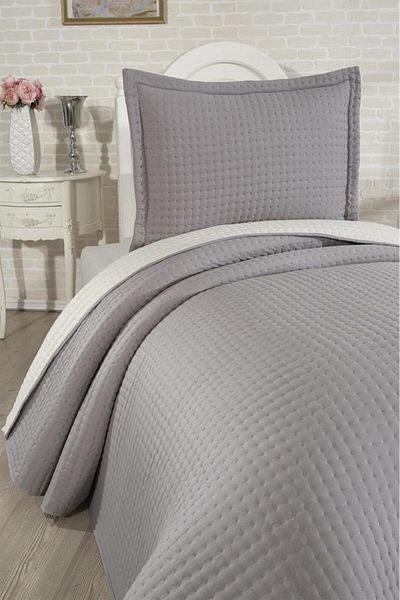 Çeyiz Diyarı Elisa Filled Double Sided Single 180X240 cm Bedspread Dark Gray