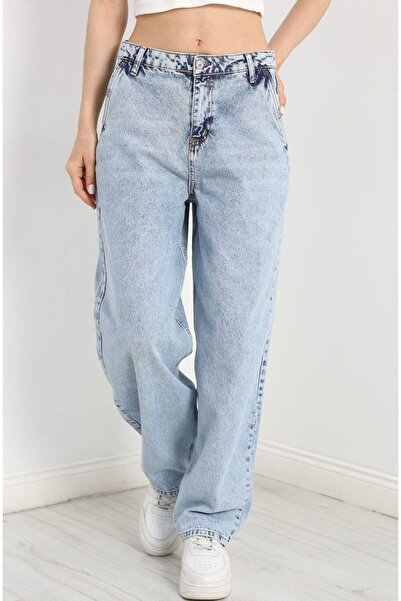 Lexsina Yüksek Bel Bol Kesim Baggy Jean Kadın Kot Pantolon LX1150