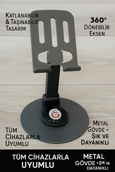 Galatasaray Licensed Bandrolled & Original High Quality Metal 360 Rotatable Adjustable Phone Tablet Stand