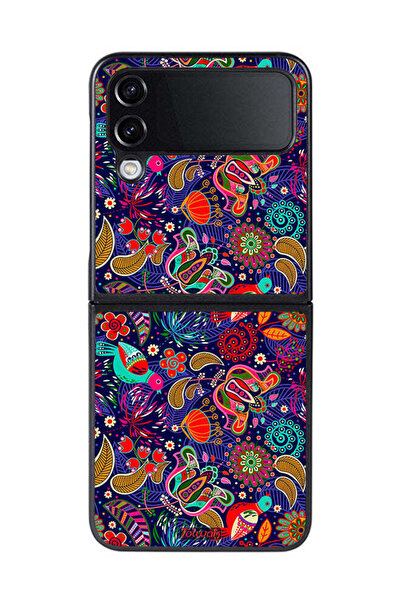 Tolwak غطاء حماية لهاتف Samsung Galaxy Z Flip 4 بنقشة طيور وأوراق زهور ملونة