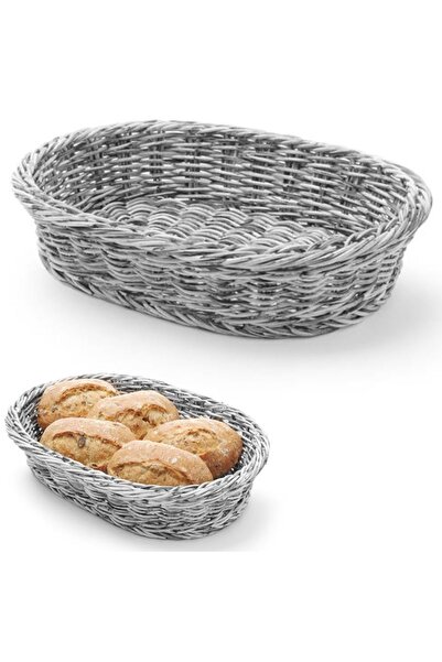 HENDI Koszyk na pieczywo owalny polipropylenowy szary 320x230x70 mm - 426647