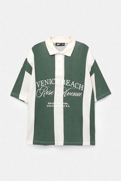 Pull & Bear Striped knit polo shirt