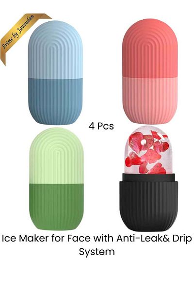 Prime by Javaudan Ice Mold Ice Maker for Face with Anti-Leak & Drip System, Contour Cube Ice Roller, Silicone Ice Hold