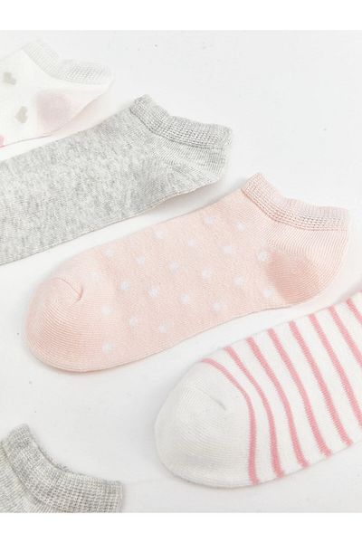 LC Waikiki Lcw Kids Ecru Patterned Girls' Booties Socks 7 Pack