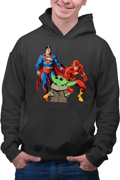OEM Men's Hoodie Baby Yoda Superman Flash Hero Powers
